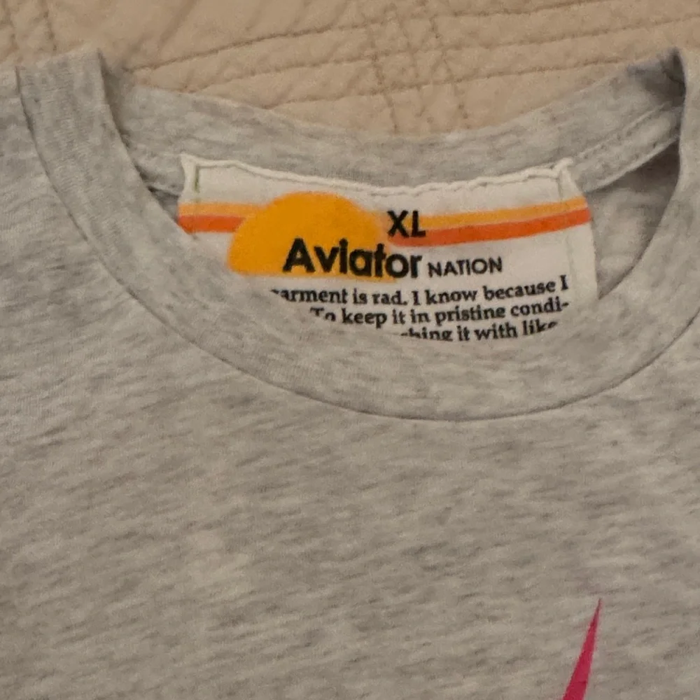 Aviator Nation Gray Long Sleeve Tee with Pink Lightning Bolt - Picture 2 of 5